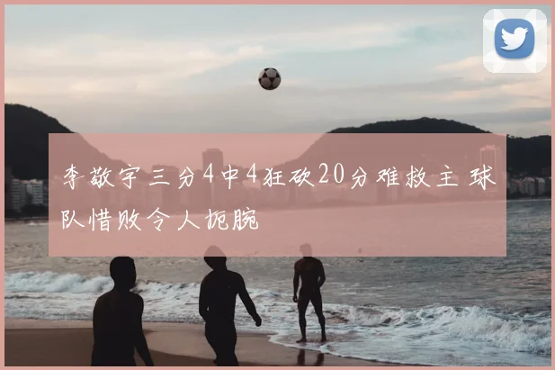 李敬宇三分4中4狂砍20分难救主 球队惜败令人扼腕